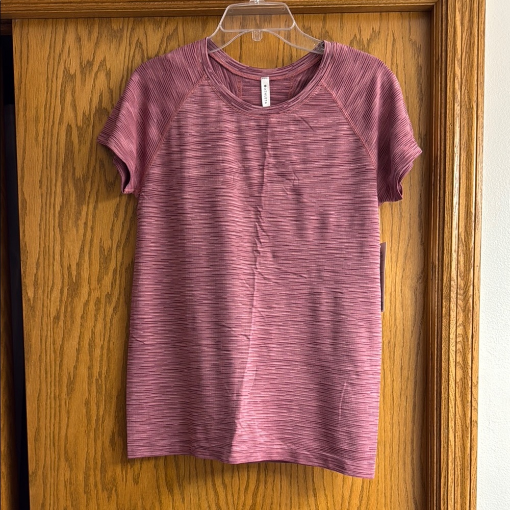 NEW Athleta Pink Ribbed Tee, Size XL